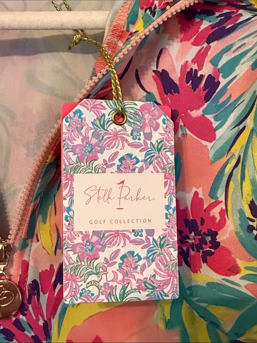 Stella Parker Vibrant Floral Sleeveless Zip-Front Golf Top - Picture 3 of 5